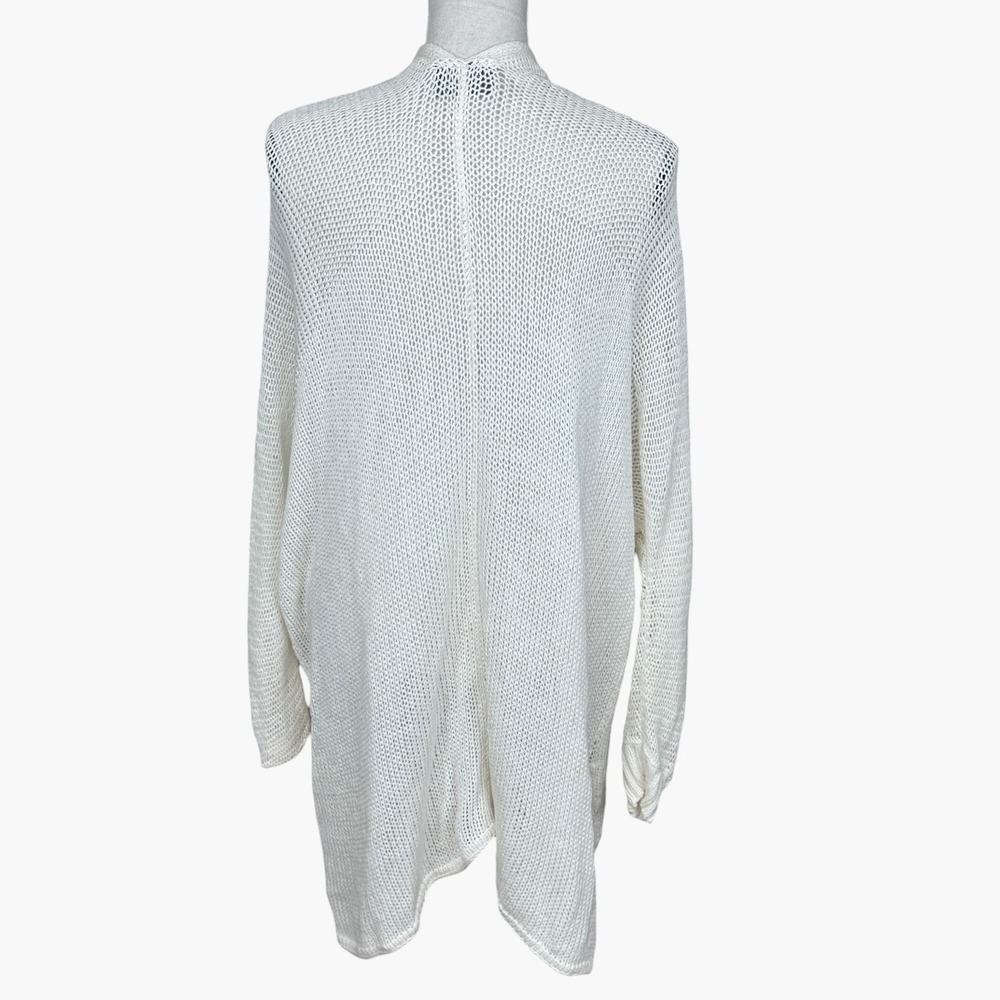 Wooden Ships White Crochet Knit Open Front Cardigan Sweater Women S M - Picture 2 of 6